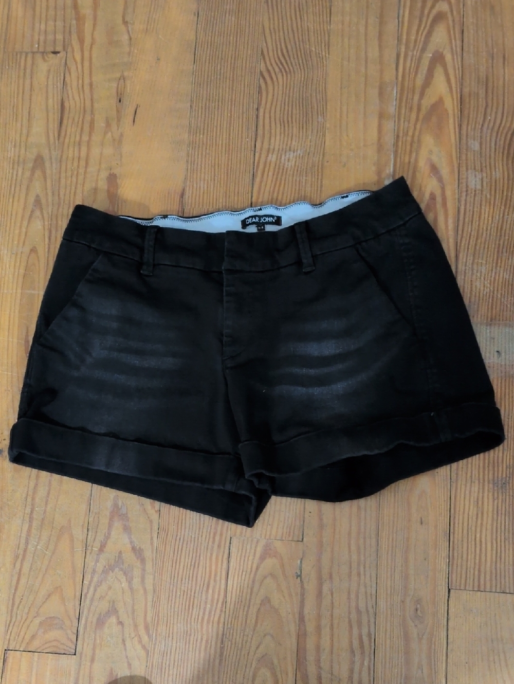 Dear John Black Roll-Cuff Cotton Blend Women's Shorts